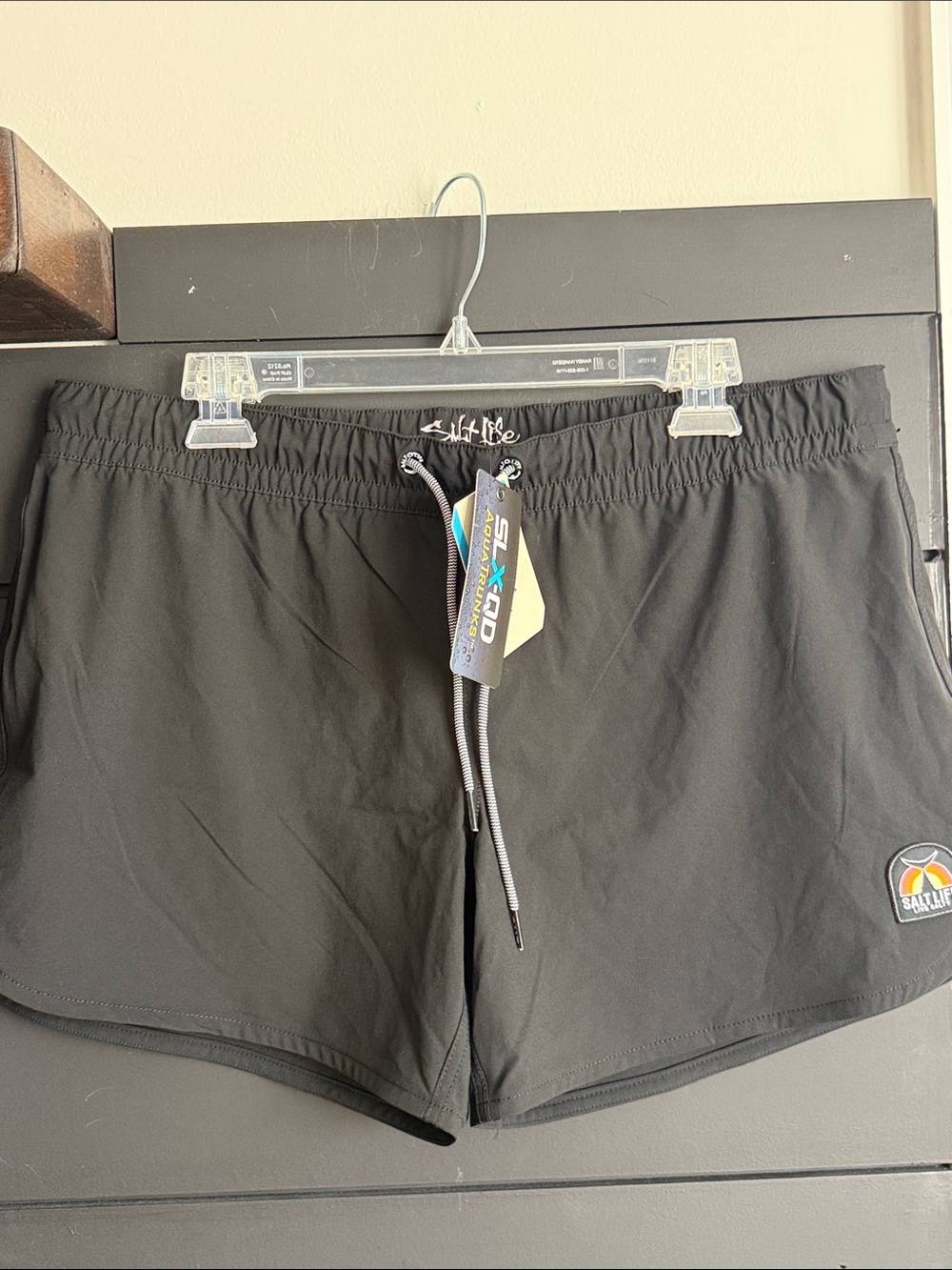 Salt Life Women's Black Athletic Swim Shorts with Drawstring XL